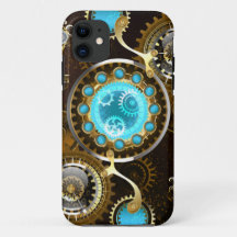 Steampunk Rusty Background with Turquoise Lenses