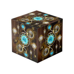 Steampunk Rusty Background with Turquoise Lenses Cube
