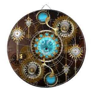 Steampunk Rusty Background with Turquoise Lenses Dartboard
