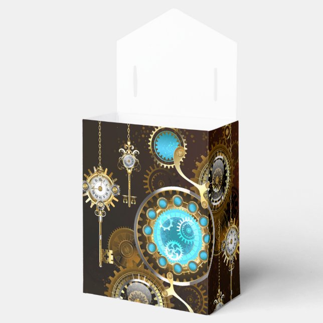 Steampunk Rusty Background with Turquoise Lenses Favor Box (Opened)
