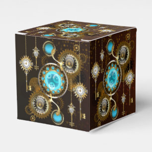 Steampunk Rusty Background with Turquoise Lenses Favor Box