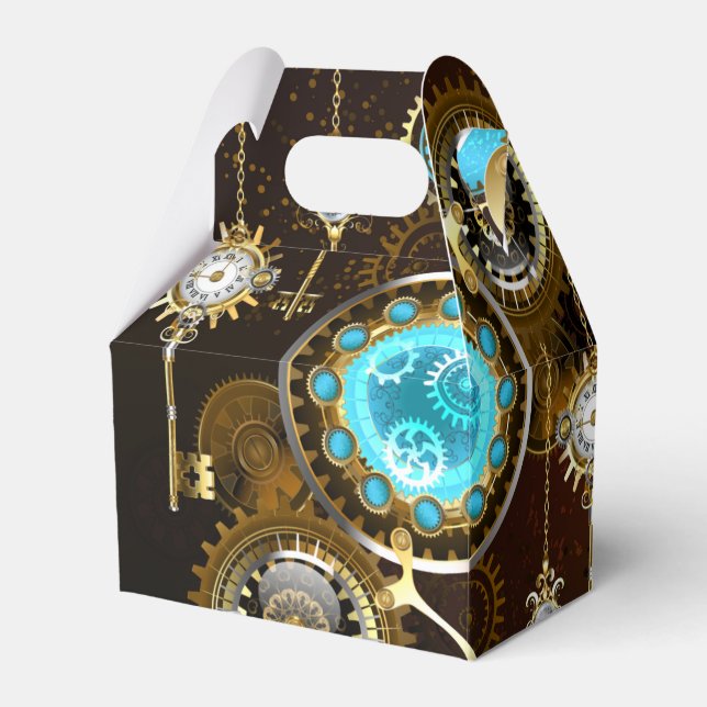 Steampunk Rusty Background with Turquoise Lenses Favor Box (Front Side)