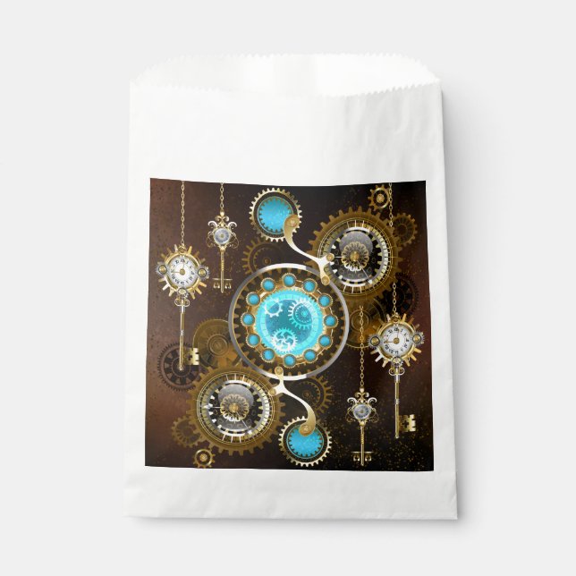 Steampunk Rusty Background with Turquoise Lenses Favour Bag (Front)