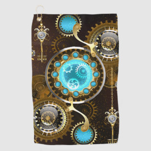 Steampunk Rusty Background with Turquoise Lenses Golf Towel