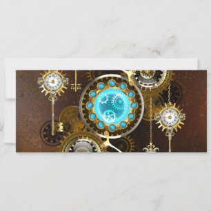 Steampunk Rusty Background with Turquoise Lenses Holiday Card