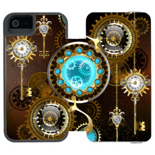 Steampunk Rusty Background with Turquoise Lenses Incipio Watson™ iPhone 5 Wallet Case