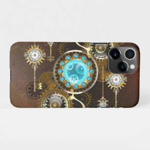 Steampunk Rusty Background with Turquoise Lenses iPhone 11Pro Case
