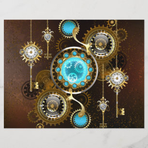 Steampunk Rusty Background with Turquoise Lenses Letterhead