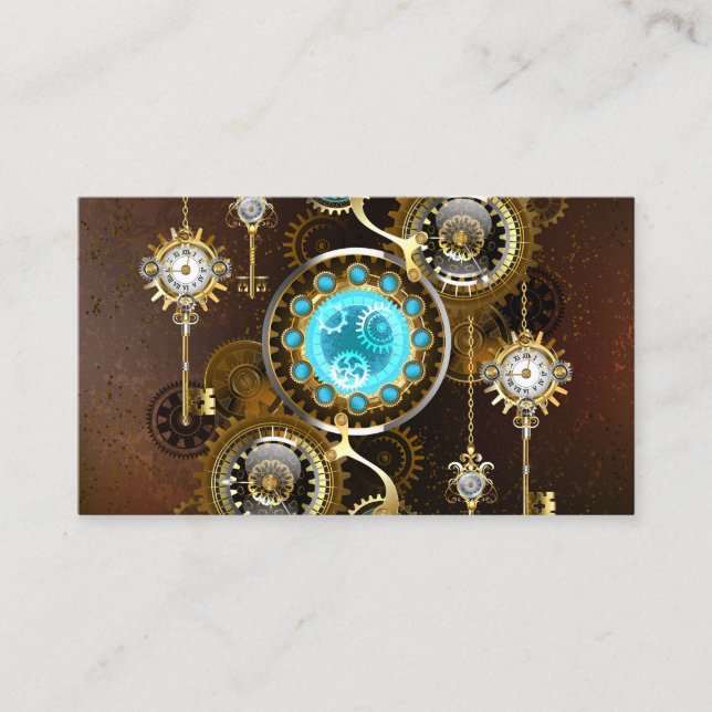 Steampunk Rusty Background with Turquoise Lenses Loyalty Card (Front)
