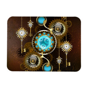 Steampunk Rusty Background with Turquoise Lenses Magnet