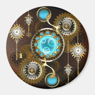 Steampunk Rusty Background with Turquoise Lenses Magnet