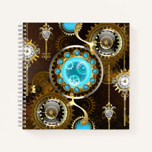 Steampunk Rusty Background with Turquoise Lenses Notebook
