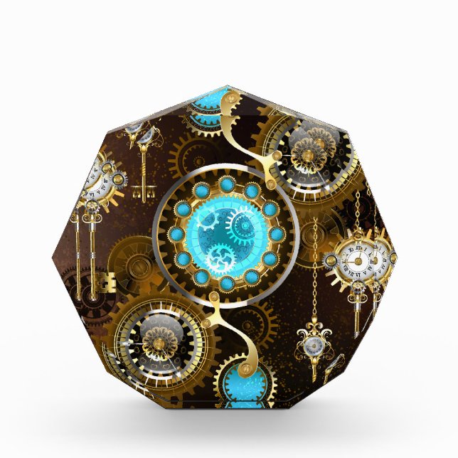 Steampunk Rusty Background with Turquoise Lenses Photo Block (Front)