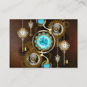 Steampunk Rusty Background with Turquoise Lenses Place Card