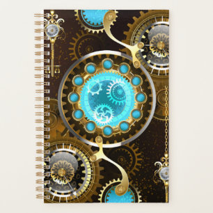 Steampunk Rusty Background with Turquoise Lenses Planner