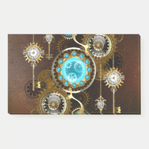 Steampunk Rusty Background with Turquoise Lenses Post-it Notes