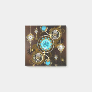 Steampunk Rusty Background with Turquoise Lenses Post-it Notes