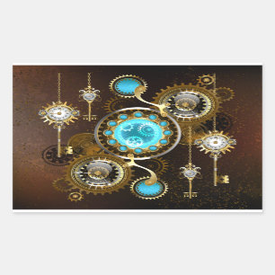 Steampunk Rusty Background with Turquoise Lenses Sticker