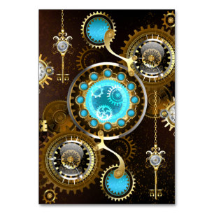 Steampunk Rusty Background with Turquoise Lenses Table Number