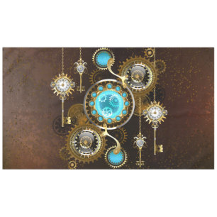 Steampunk Rusty Background with Turquoise Lenses Tablecloth