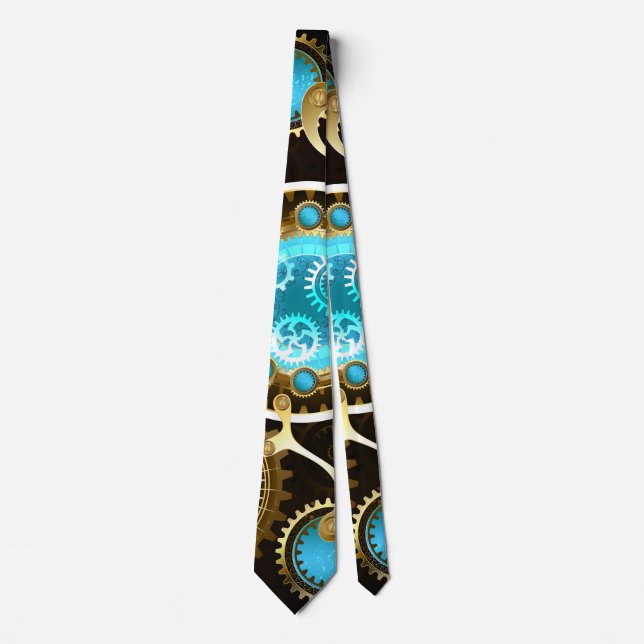 Steampunk Rusty Background with Turquoise Lenses Tie (Front)