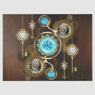 Steampunk Rusty Background with Turquoise Lenses Tissue Paper
