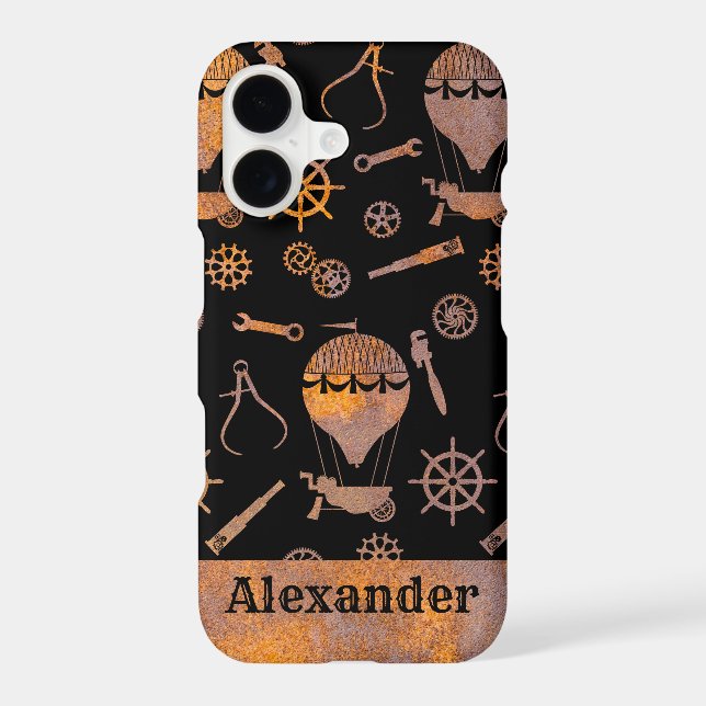 Steampunk Rusty Ballooning Theme Custom Name (Back)