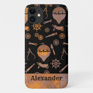 Steampunk Rusty Ballooning Theme Custom Name iPhone 11 Case