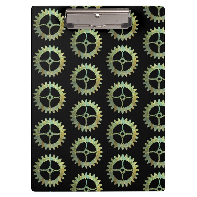 Steampunk Rusty Clockwork Gears Clipboard (Front)
