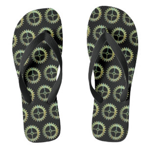 Steampunk Rusty Clockwork Gears Flip Flops