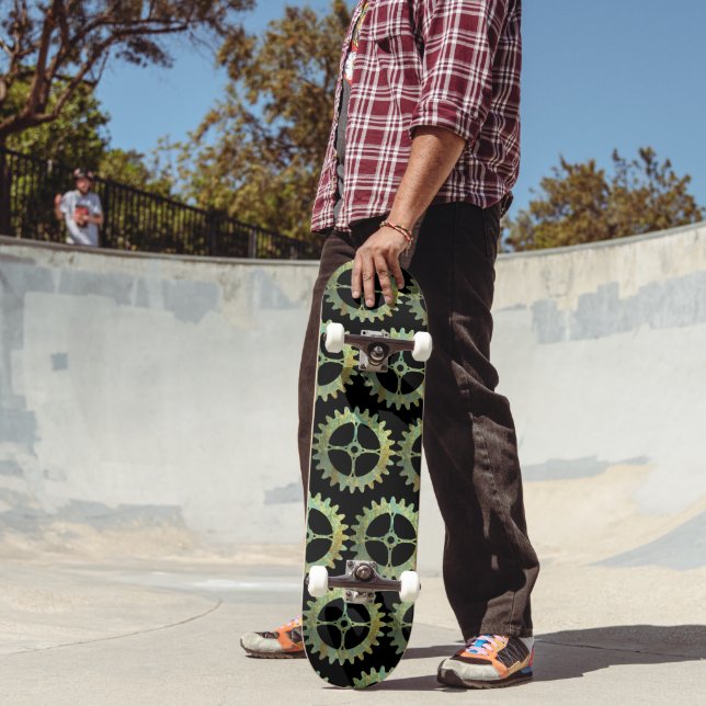 Steampunk Rusty Clockwork Gears Skateboard (Outdoor 2)