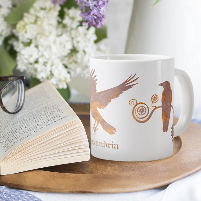 Steampunk Rusty Gears and Crows Custom Name Large Coffee Mug (Creator Uploaded)