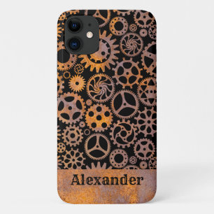 Steampunk Rusty Gears Custom Name iPhone 11 Case