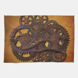 Steampunk Rusty Gears Kitchen Towel