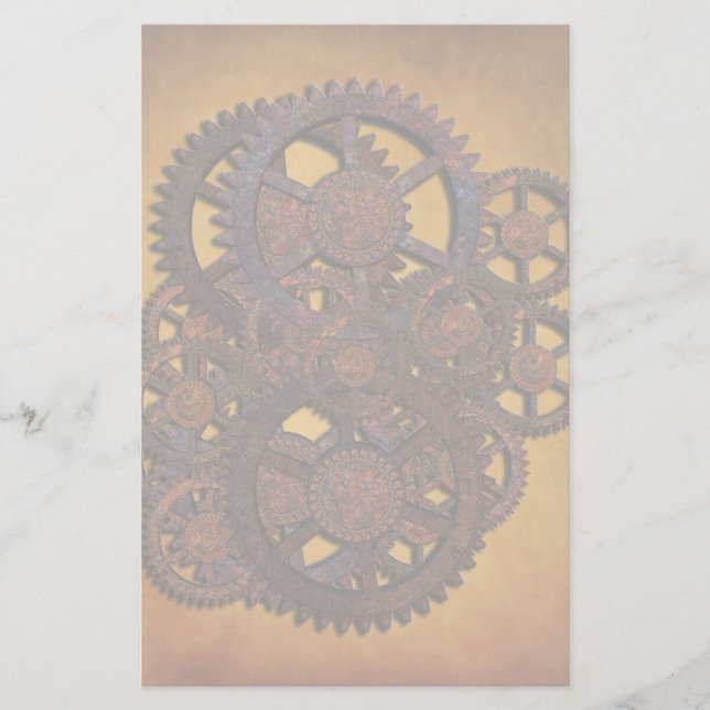 Steampunk Rusty Gears Stationery (Front)