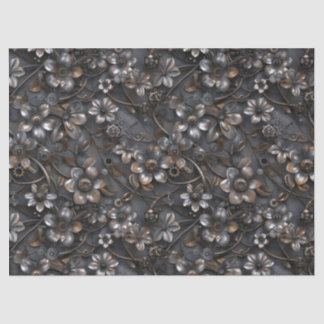 Steampunk Rusty Metal Flower Pattern for Decoupage Tissue Paper