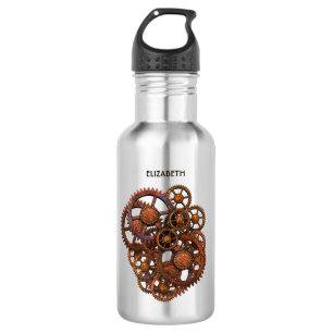 Steampunk Rusty Metal Gears With Shadows 532 Ml Water Bottle
