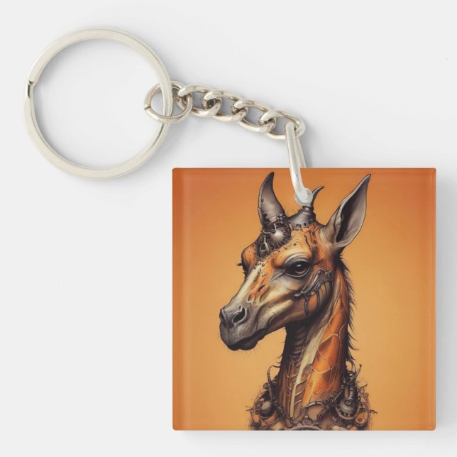 "Steampunk Safari: The Orange Giraffe Adventure" Keychain (Front)