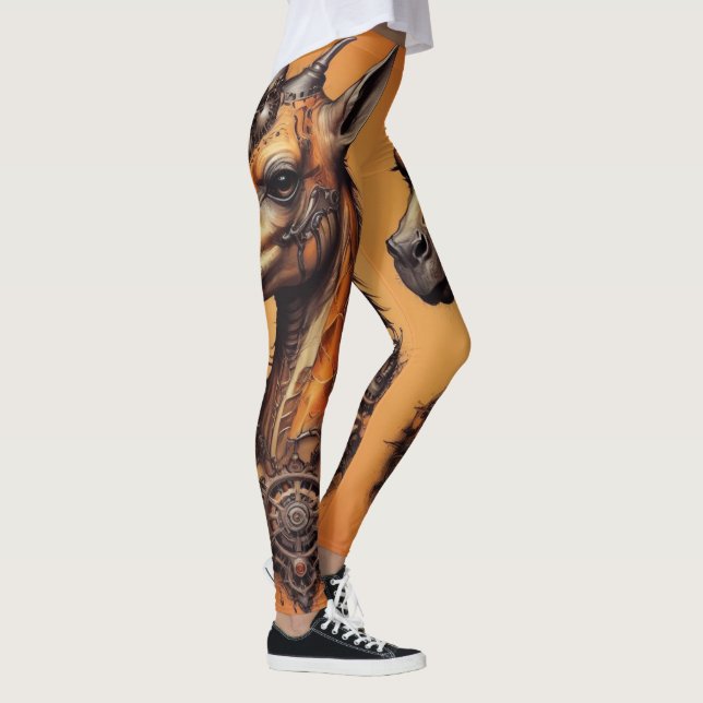 "Steampunk Safari: The Orange Giraffe Adventure" Leggings (Right)