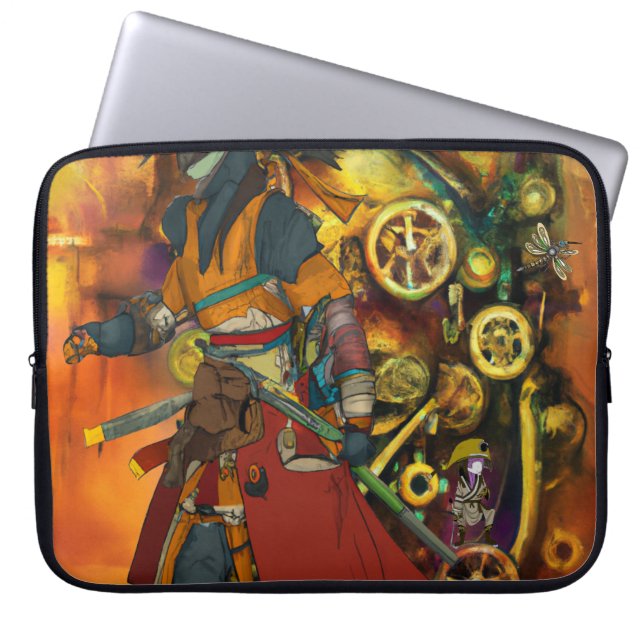 Steampunk Samurai Laptop Sleeve (Front)