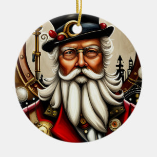 Steampunk Santa Ceramic Ornament