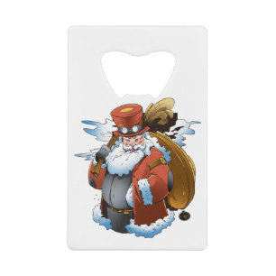 Steampunk Santa Christmas Vintage Style Credit Card Bottle Opener