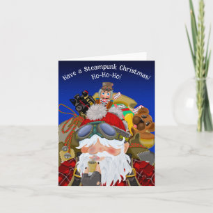 Steampunk Santa Claus Christmas Card