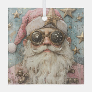 Steampunk Santa  Glass Ornament