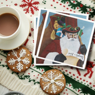 Steampunk Santa Victorian Christmas Fantasy Art Napkin