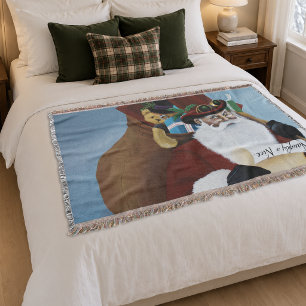 Steampunk Santa Victorian Christmas Fantasy Art Throw Blanket