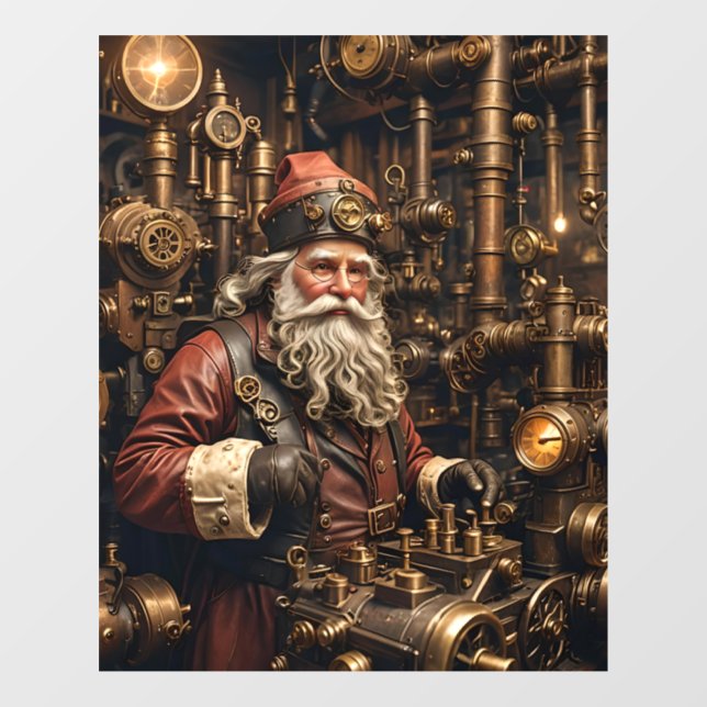Steampunk Santa Window Cling (Sheet)