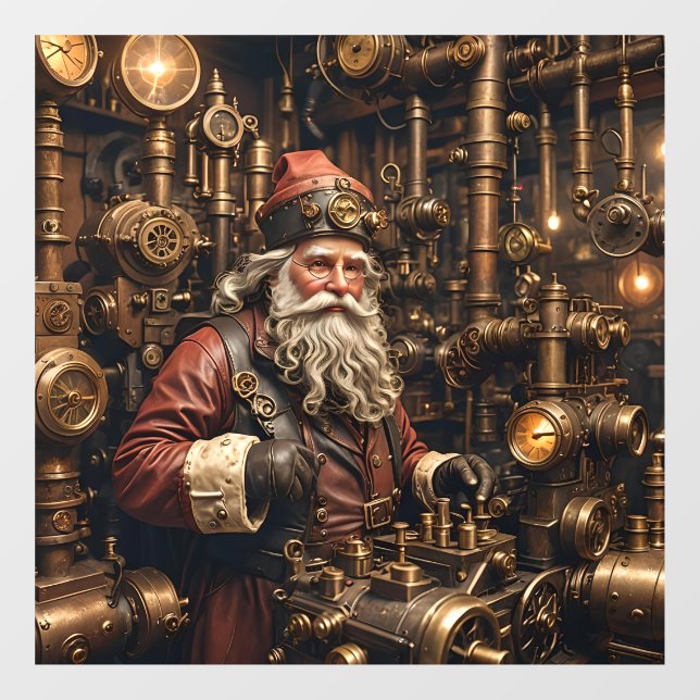 Steampunk Santa Window Cling (Sheet)
