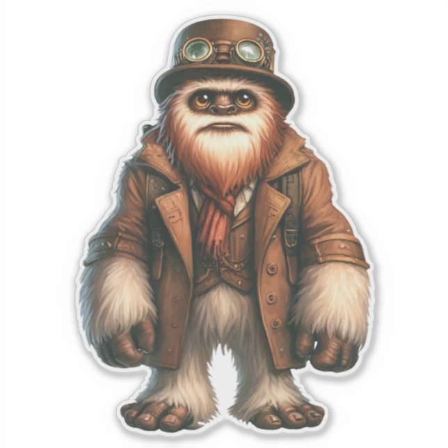 Steampunk Sasquatch Transparent Sticker (Front)