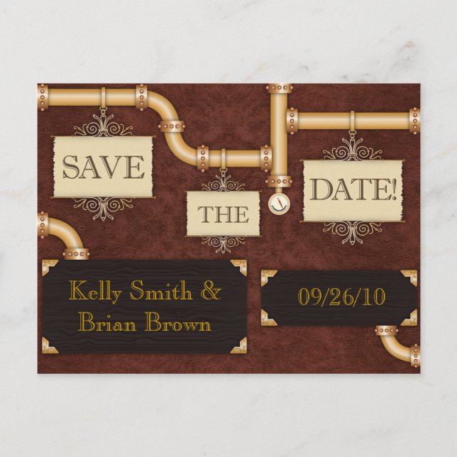 Steampunk Save-The-Date Postcard (Front)